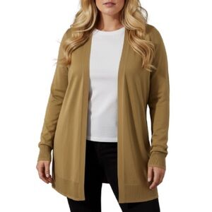 Cashmere Soft Open-Front Mustard Yellow Cardigan Sz18/20